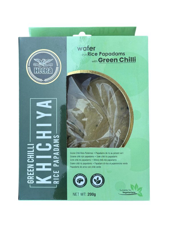 Heera Green Chilli Rice Papdi Khichiya (Rice Poppadoms) 200g
