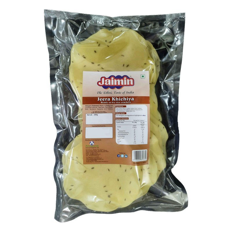 Jaimin Jeera Khichiya (Ready To Fry Rice Crackers) 200g