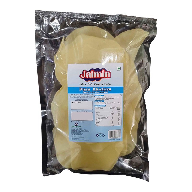 Jaimin Plain Khichiya (Ready To Fry Rice Crackers) 200g