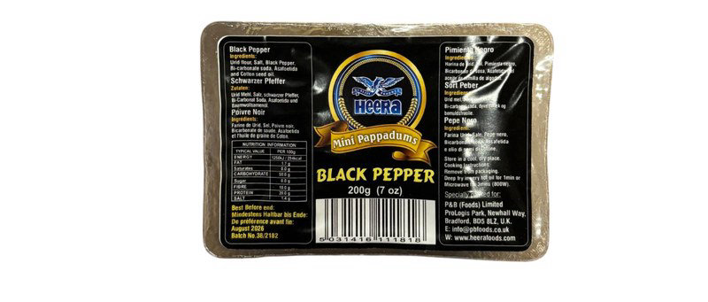 Heera Premium Mini Papad - Black Pepper 200g