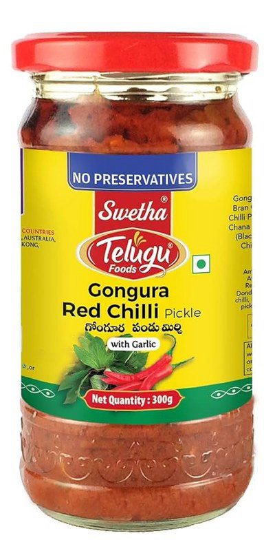 Telugu Gongura Red Chilli Pickle with Garlic 300g